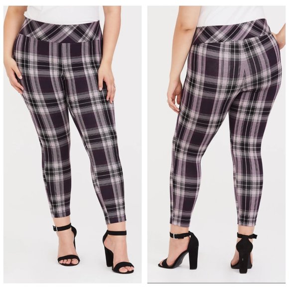 torrid Pants - Torrid Ponte Slim Fix Pixie Pant Purple Plaid 3